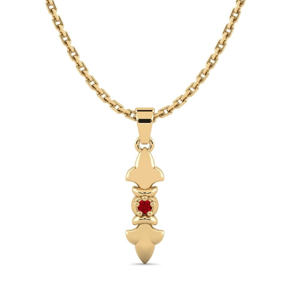 9k Oro Amarillo Circonita Roja Colgante de Mujer Alrasa