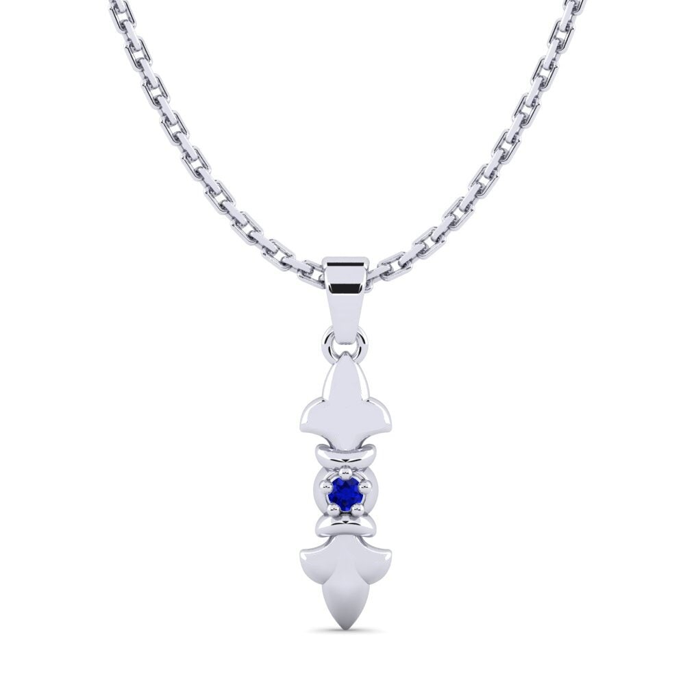 18k Oro Blanco Zafiro Colgante de Mujer Alrasa