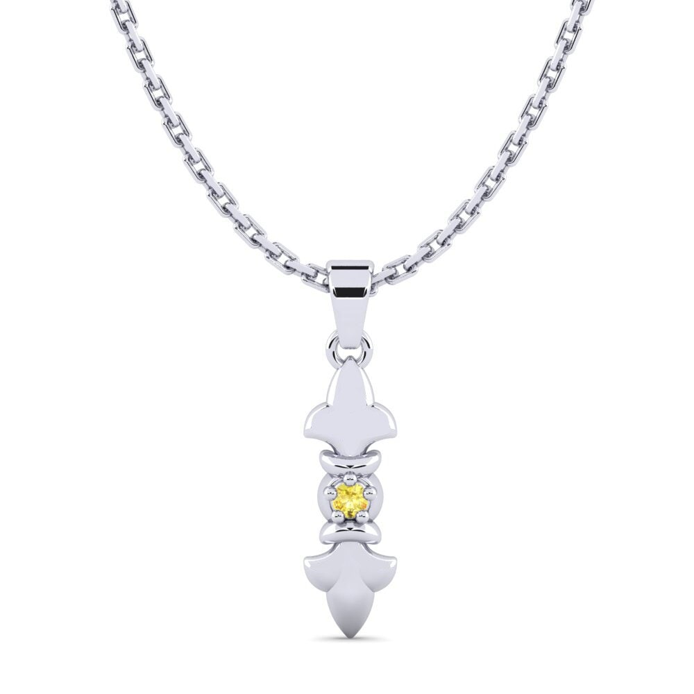 18k Oro Blanco Zafiro amarillo Colgante de Mujer Alrasa