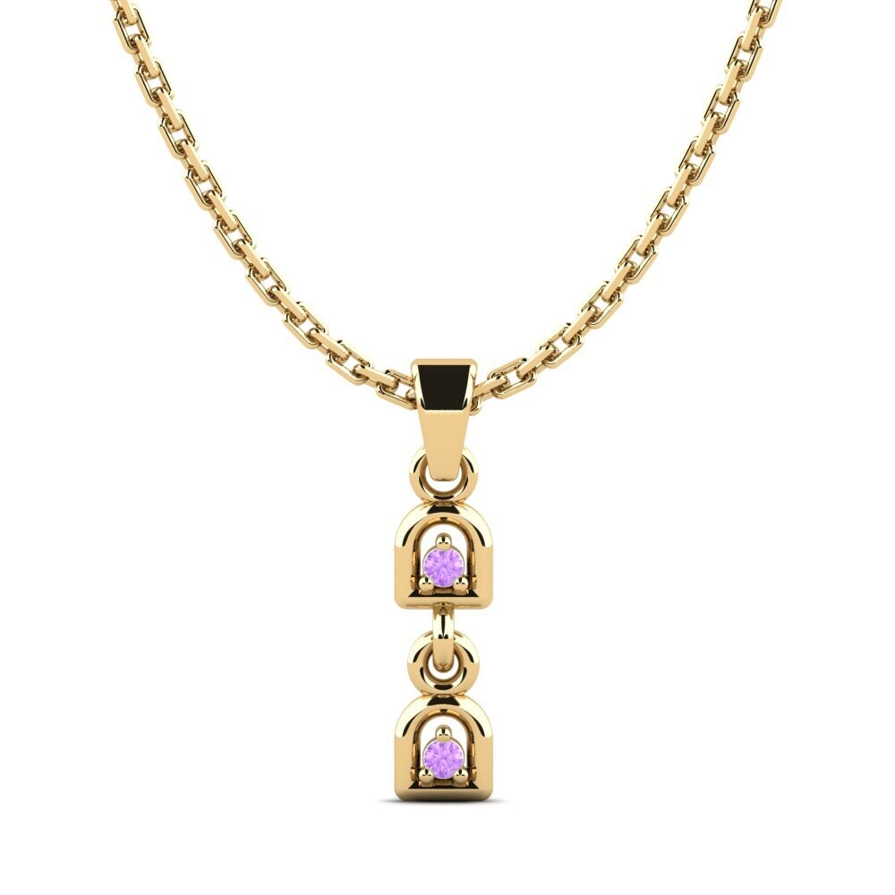 14k Oro Amarillo Amatista Colgante de Mujer Amplea