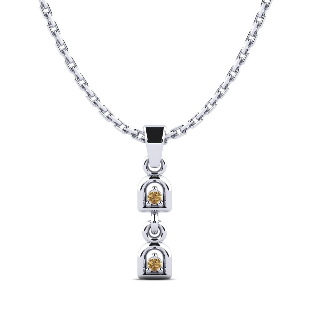 14k Oro Blanco Diamante café Colgante de Mujer Amplea