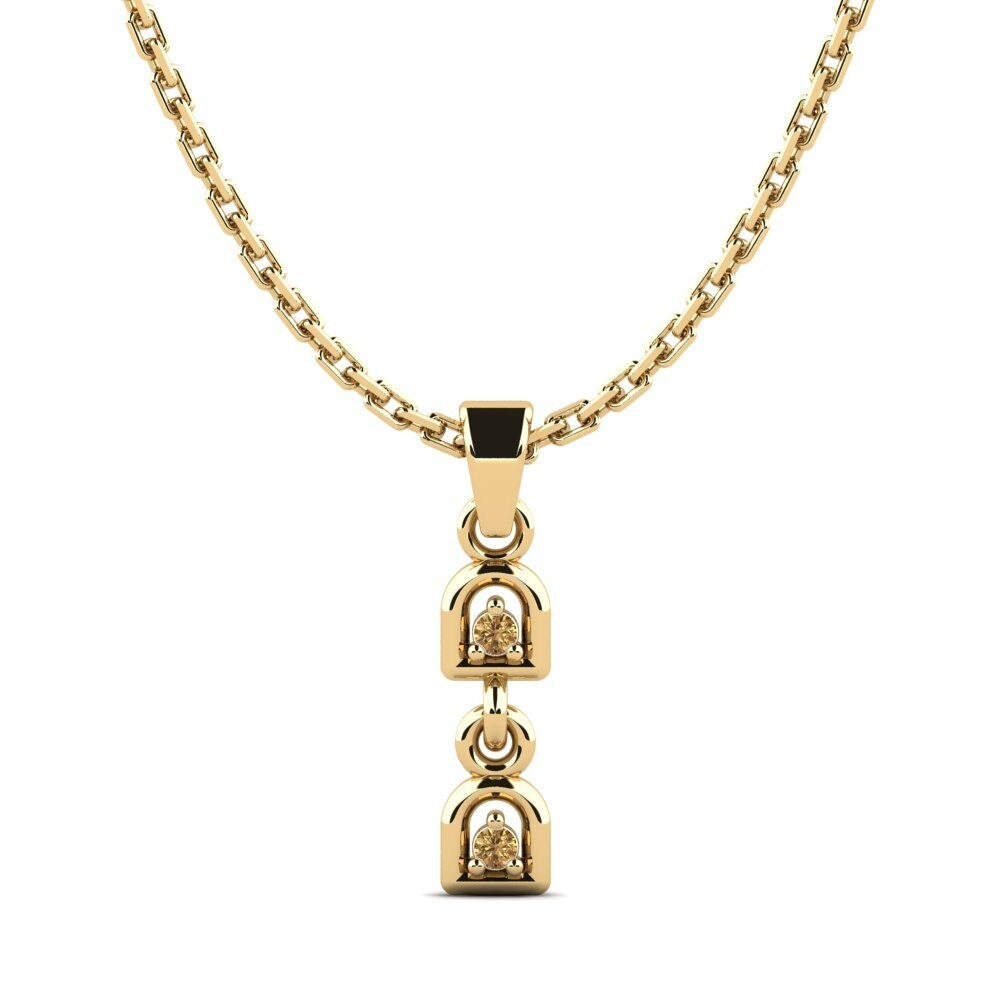 14k Oro Amarillo Diamante café Colgante de Mujer Amplea