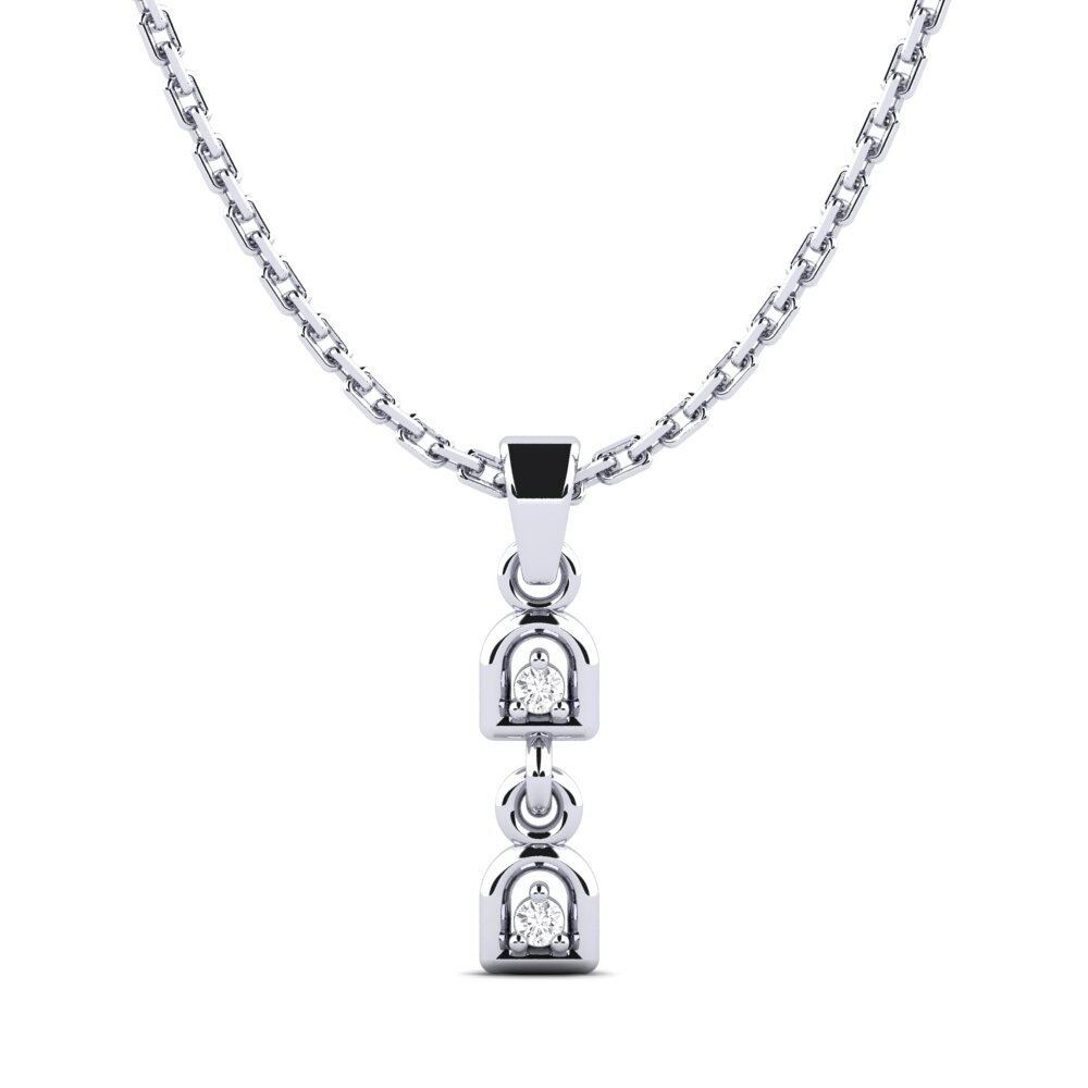 14k Oro Blanco Zafiro blanco Colgante de Mujer Amplea
