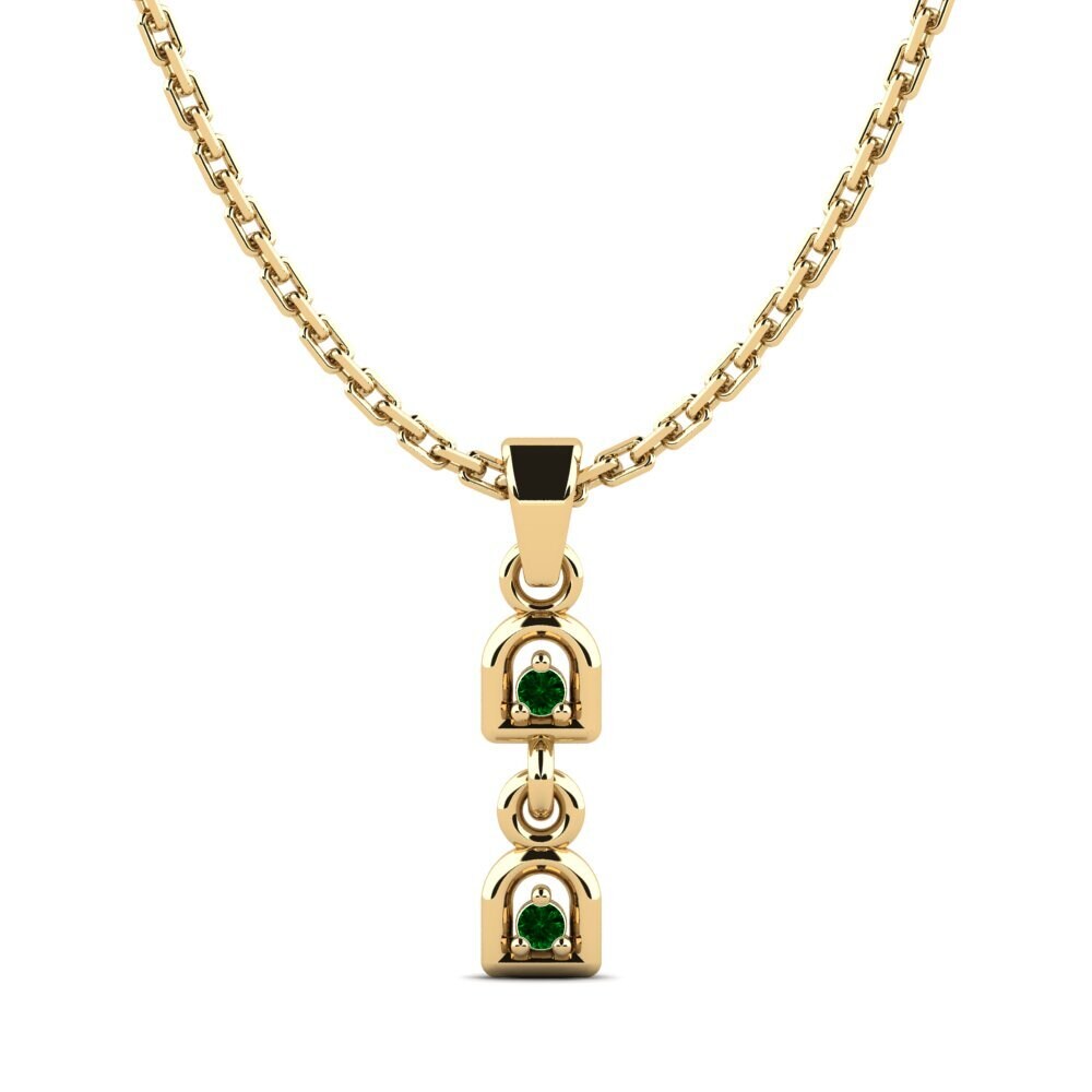 9k Oro Amarillo Circonita Verde Colgante de Mujer Amplea