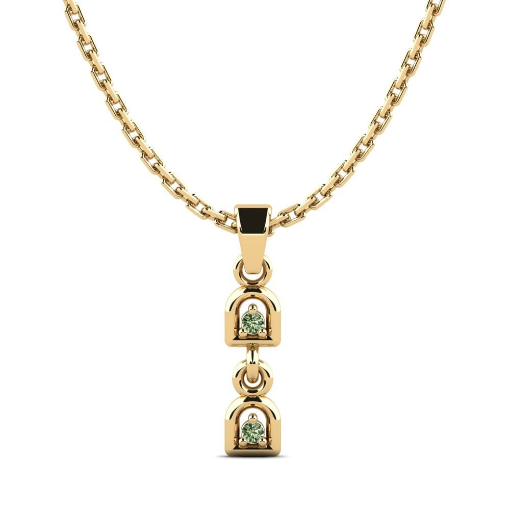14k Oro Amarillo Diamante Verde Colgante de Mujer Amplea