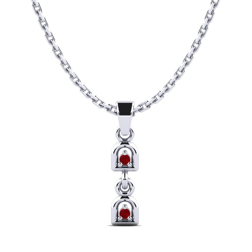Platino 950 Circonita Roja Colgante de Mujer Amplea