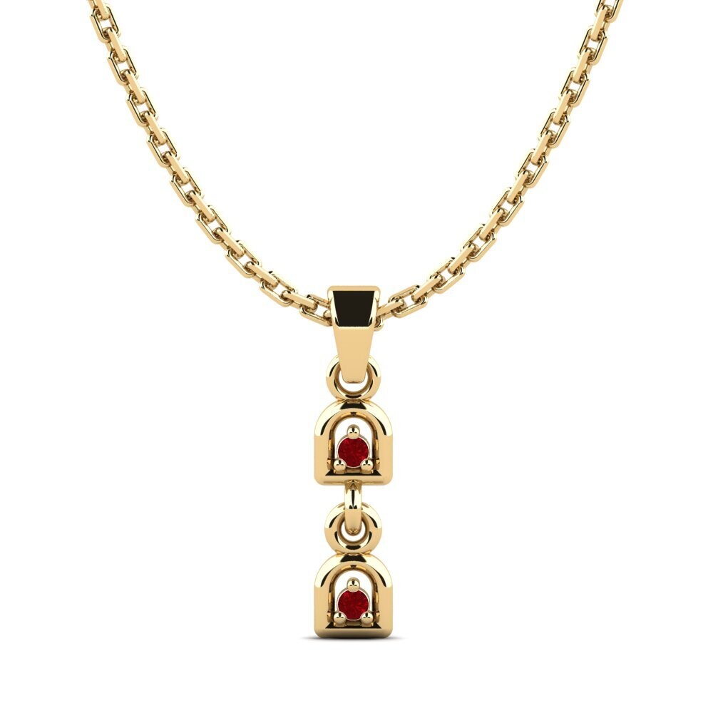 9k Oro Amarillo Circonita Roja Colgante de Mujer Amplea