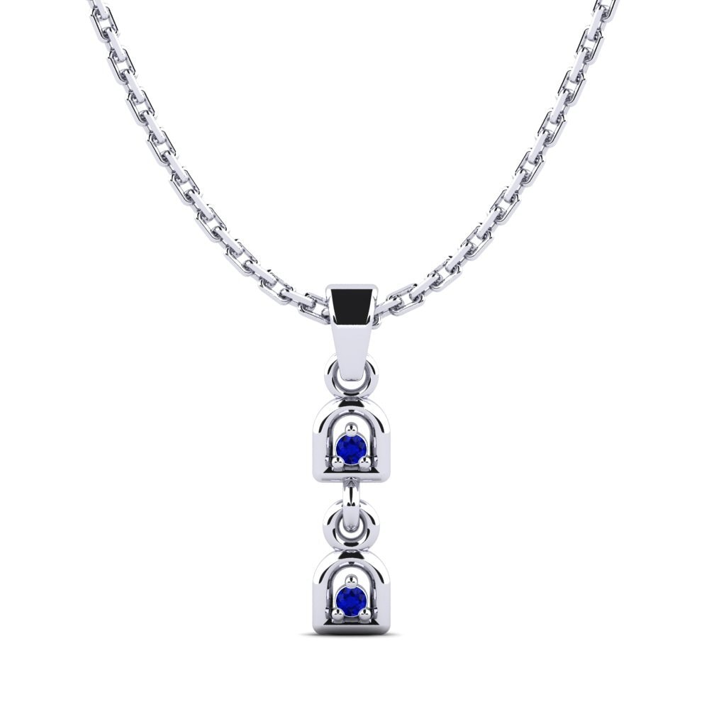 18k Oro Blanco Zafiro Colgante de Mujer Amplea
