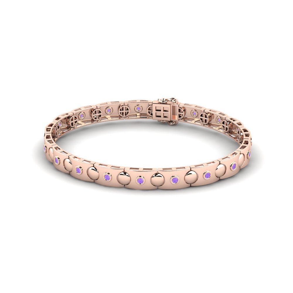 Link Amethyst 9K Rose Gold Bracelets