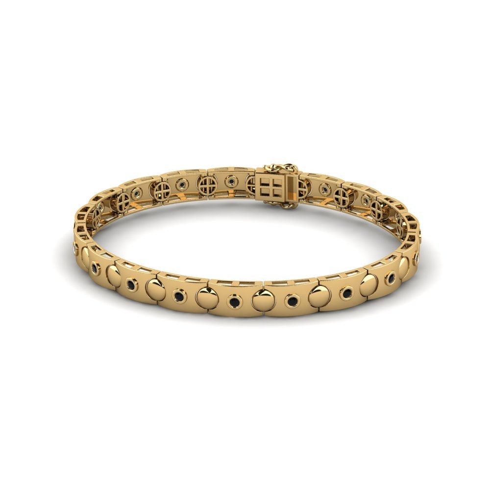 Link Black Sapphire 14ct Yellow Gold Bracelets