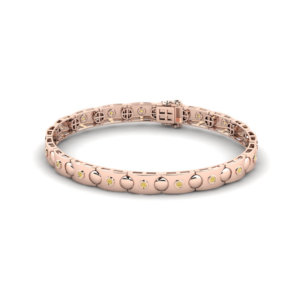 Link Yellow Diamond 18ct Rose Gold Bracelets