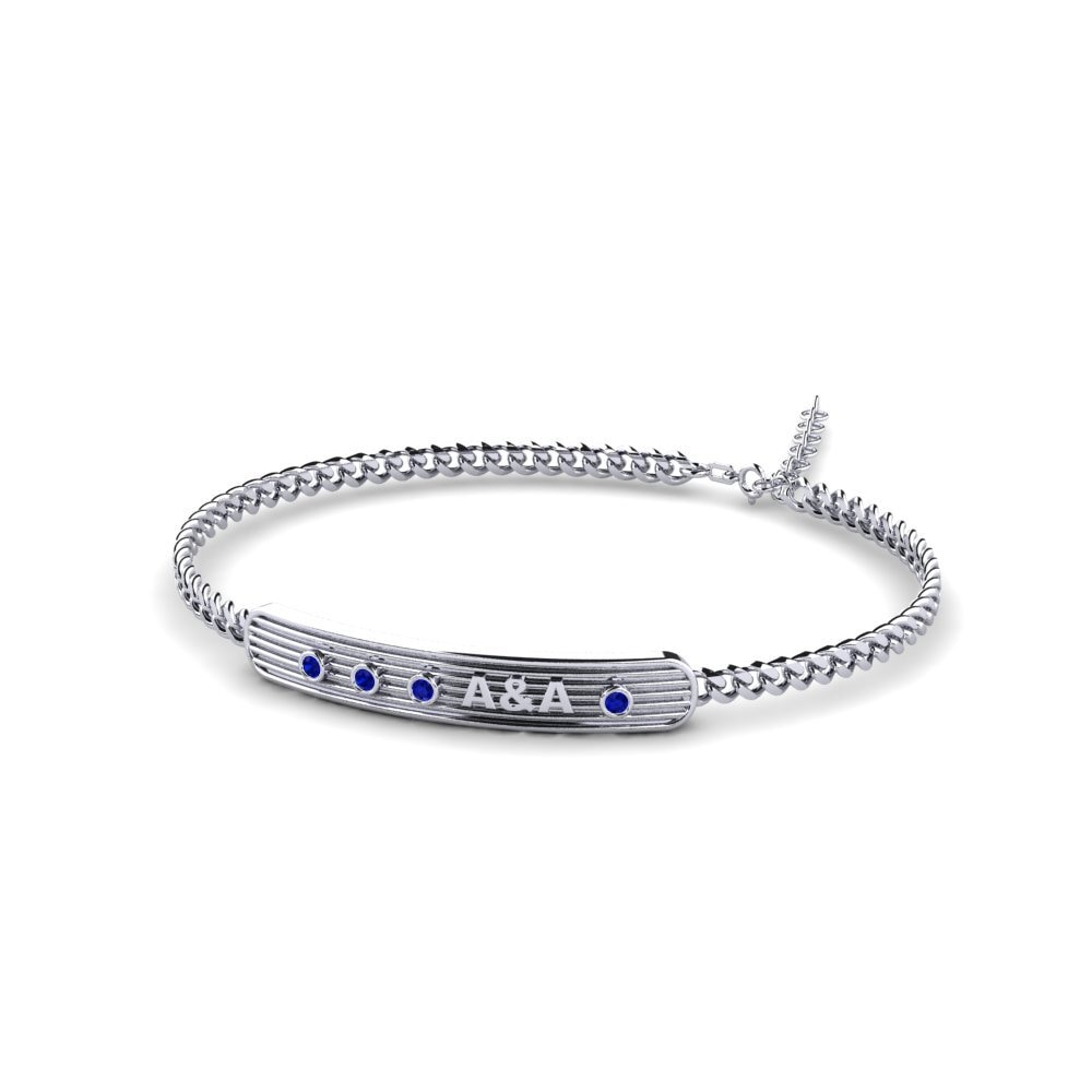White Silver Sapphire Men's Bracelet Achalande