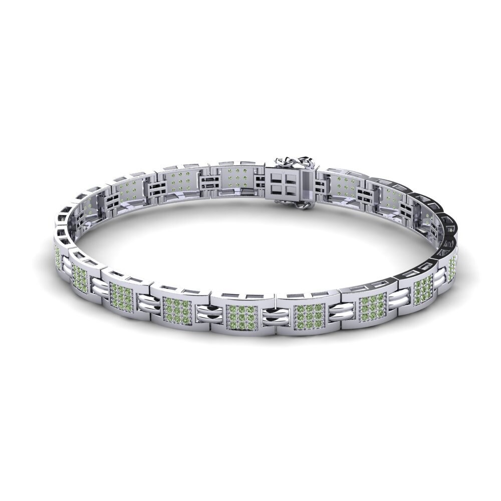 9ct White Gold Green Diamond Men's Bracelet Breven