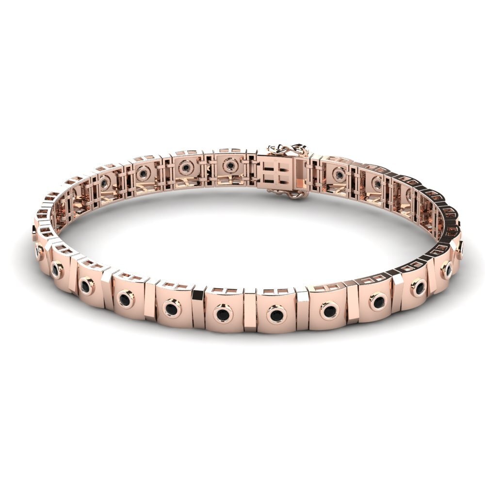 14ct Rose Gold Black Sapphire Men's Bracelet Crescere