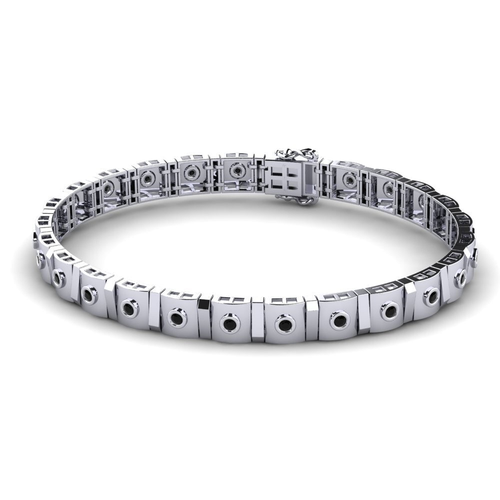 18ct White Gold Black Sapphire Men's Bracelet Crescere