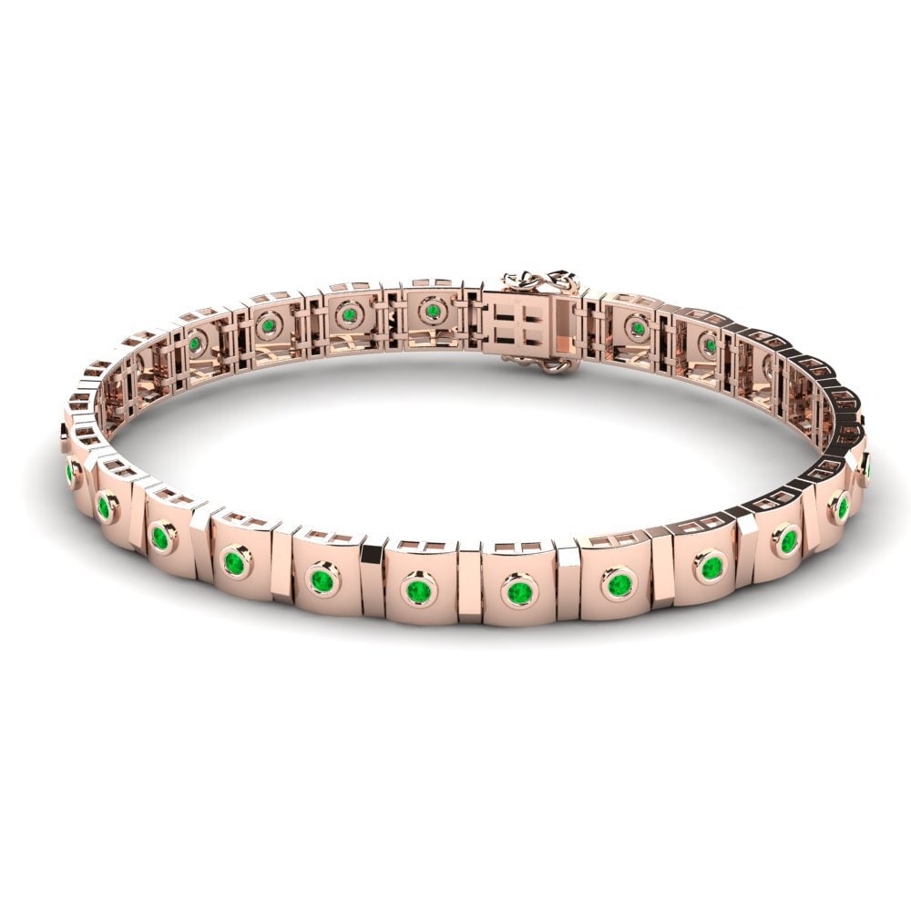 14ct Rose Gold Emerald Men's Bracelet Crescere