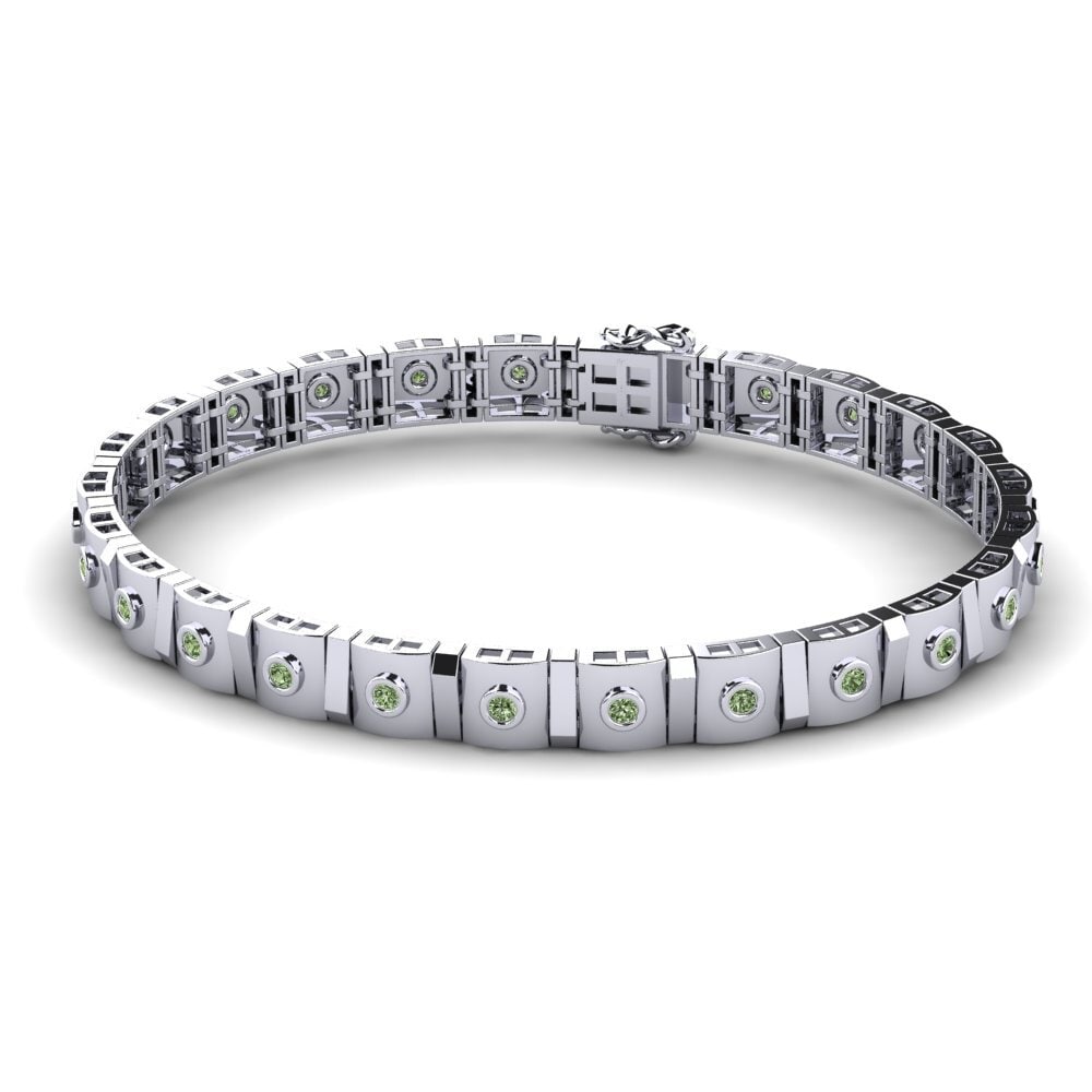 950 Palladium Green Diamond Men's Bracelet Crescere