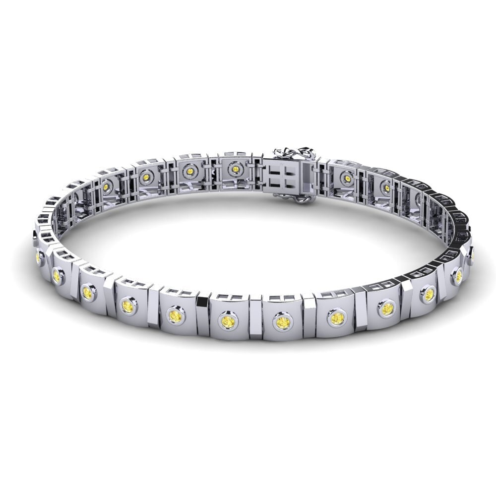 18ct White Gold Yellow Sapphire Men's Bracelet Crescere