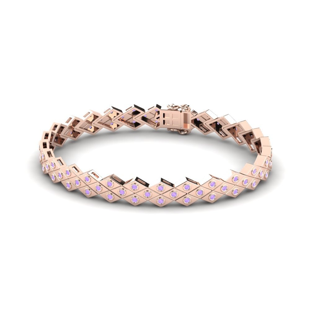 14ct Rose Gold Amethyst Men's Bracelet Desiderare