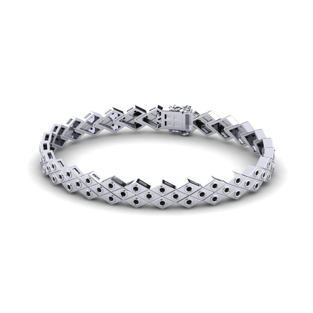 18ct White Gold Black Sapphire Men's Bracelet Desiderare