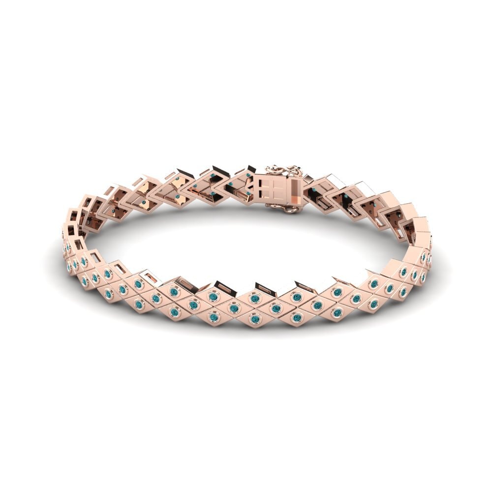 14ct Rose Gold Blue Diamond Men's Bracelet Desiderare