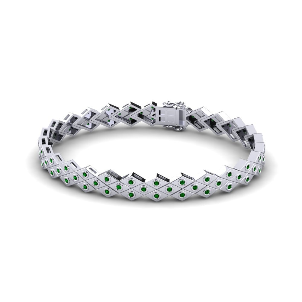 18ct White Gold Green Zirconia Men's Bracelet Desiderare