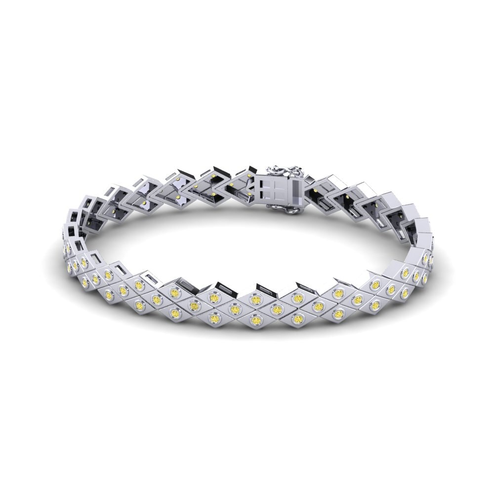 18ct White Gold Yellow Sapphire Men's Bracelet Desiderare