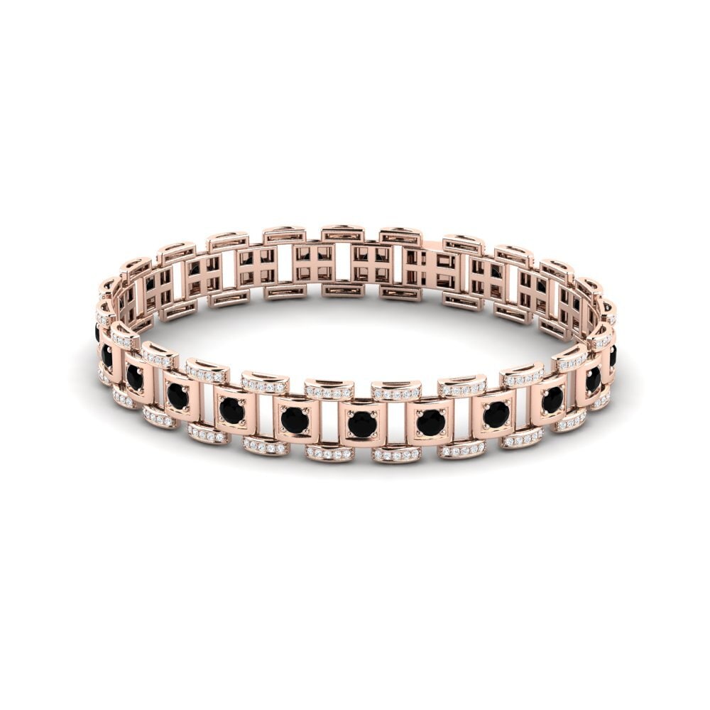 14ct Rose Gold Black Sapphire Men's Bracelet Diagnostic