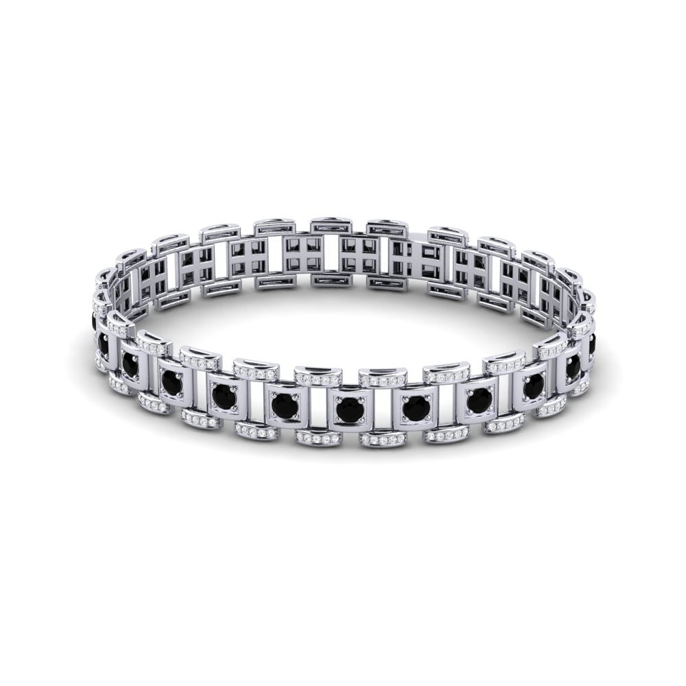 18ct White Gold Black Sapphire Men's Bracelet Diagnostic