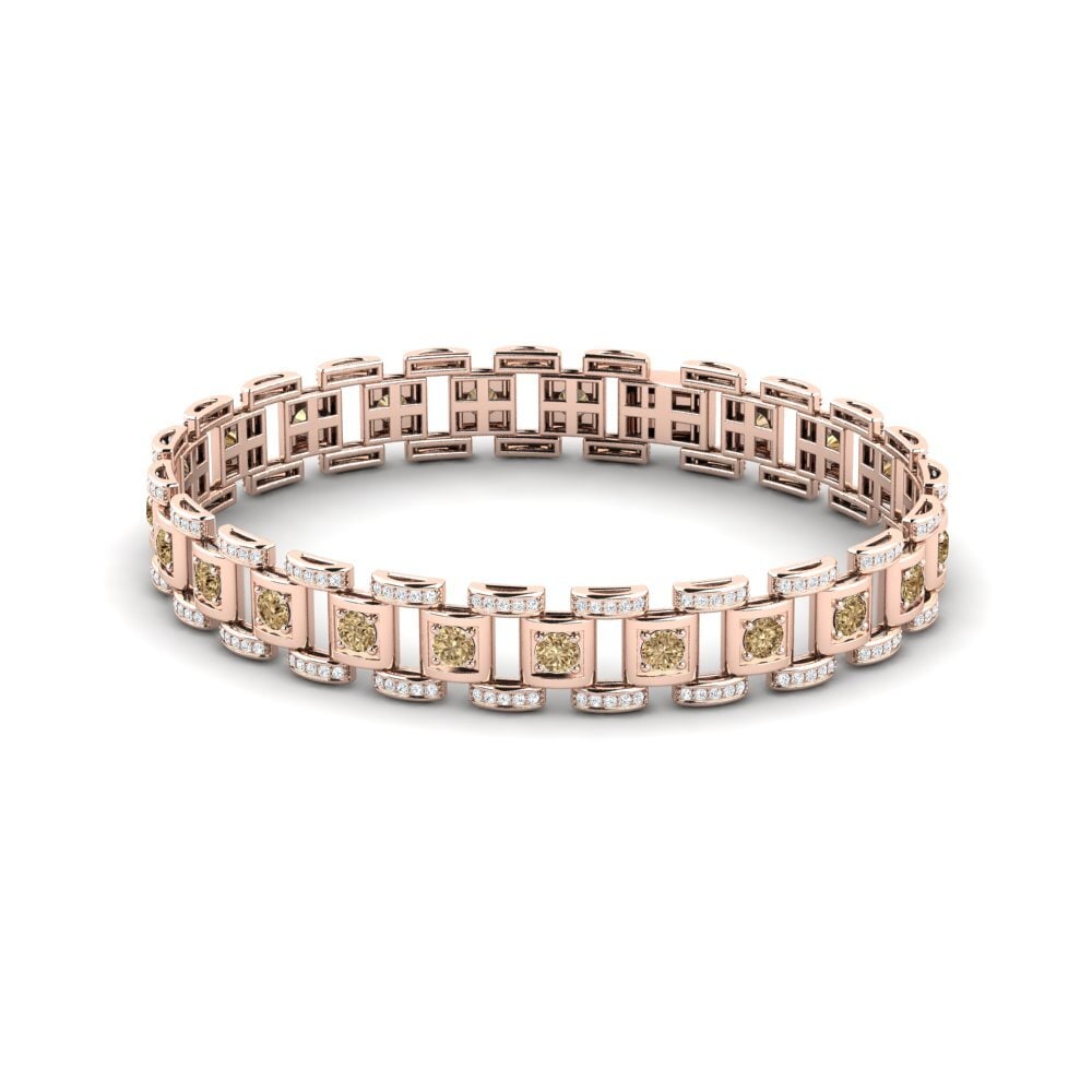 18ct Rose Gold Brown Diamond Men's Bracelet Diagnostic
