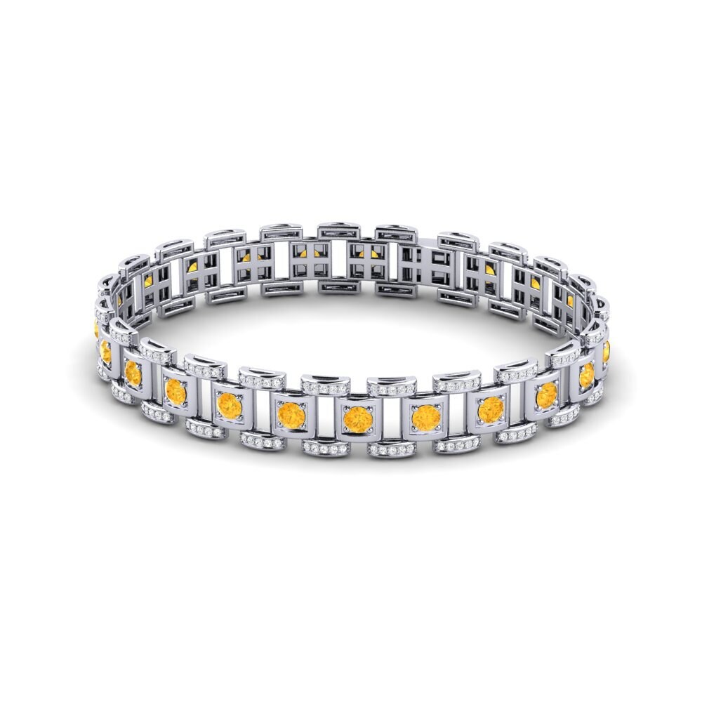 14ct White Gold Citrine Men's Bracelet Diagnostic