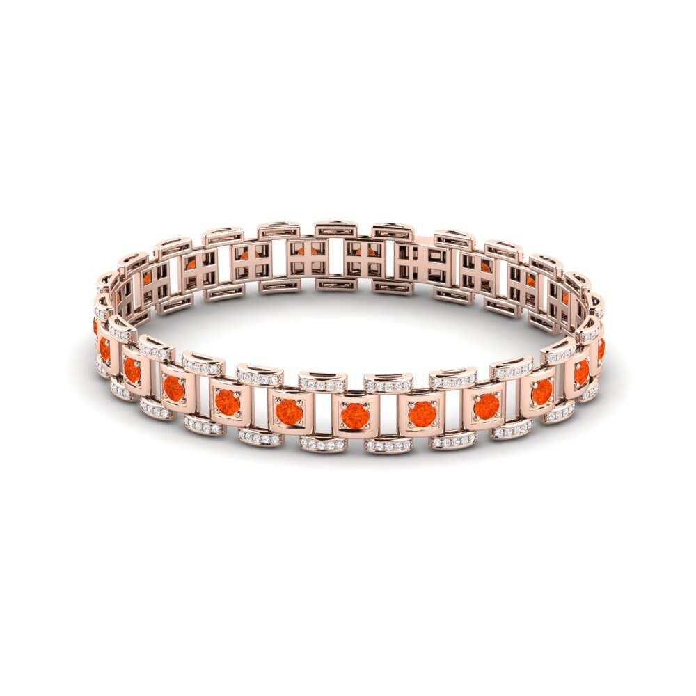 18ct Rose Gold Fire Opal Men's Bracelet Diagnostic