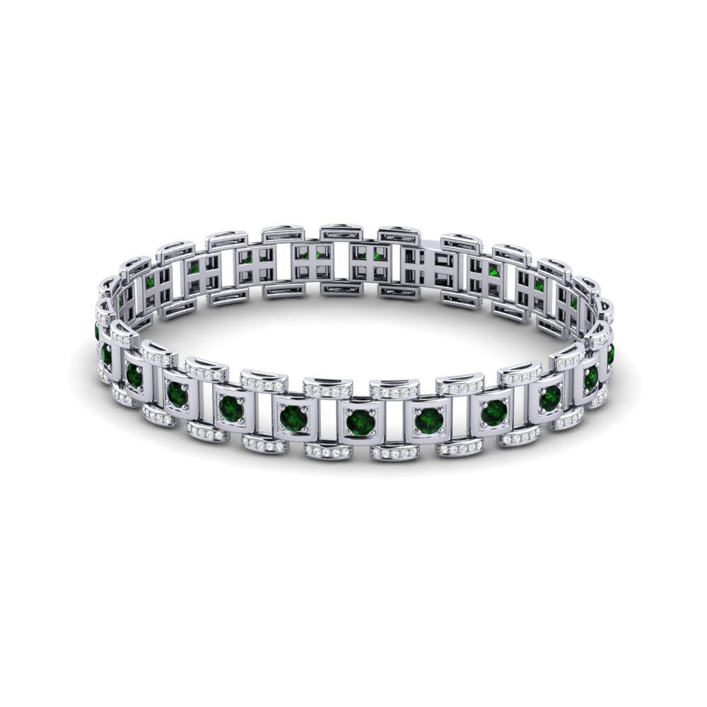 950 Platinum Green Tourmaline Men's Bracelet Diagnostic