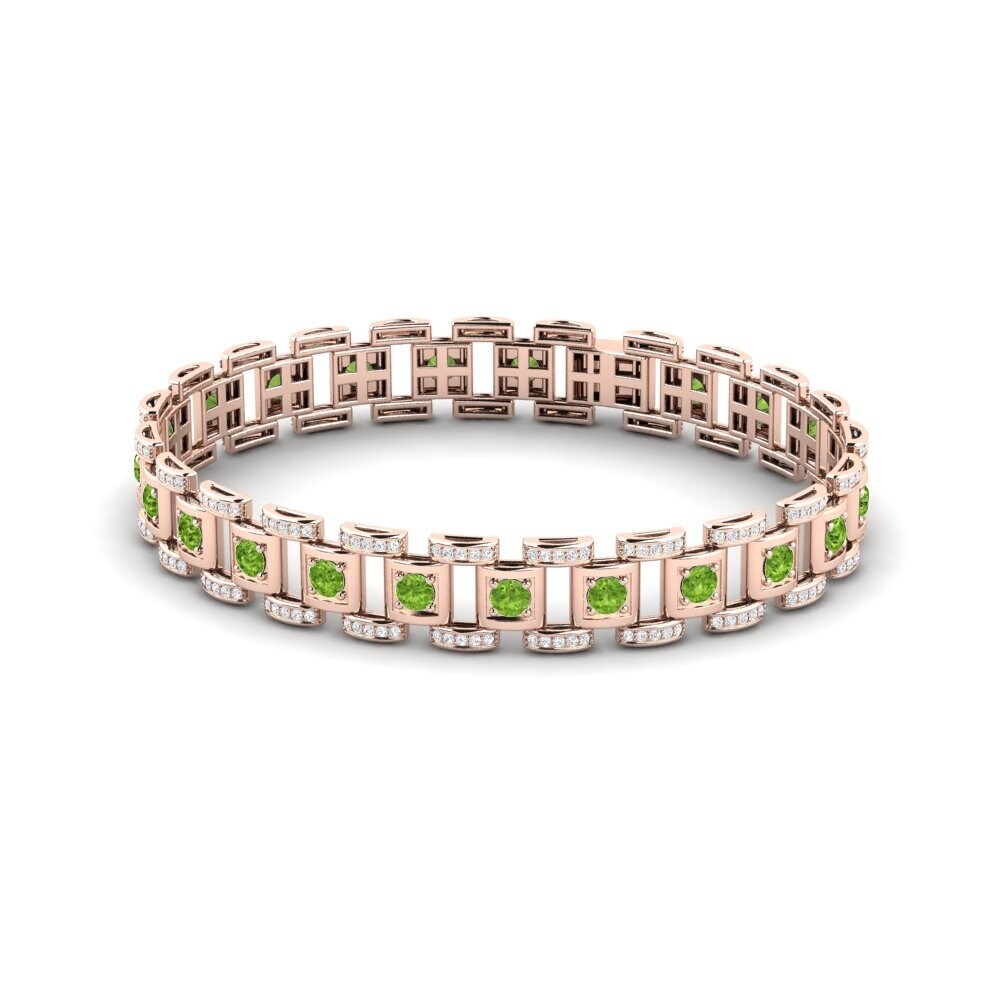 18ct Rose Gold Peridot Men's Bracelet Diagnostic
