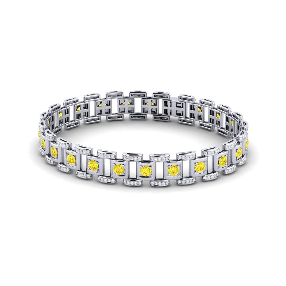18ct White Gold Yellow Sapphire Men's Bracelet Diagnostic