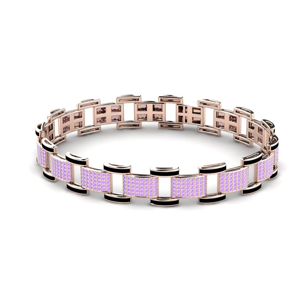 14ct Rose Gold Amethyst Men's Bracelet Diagonal
