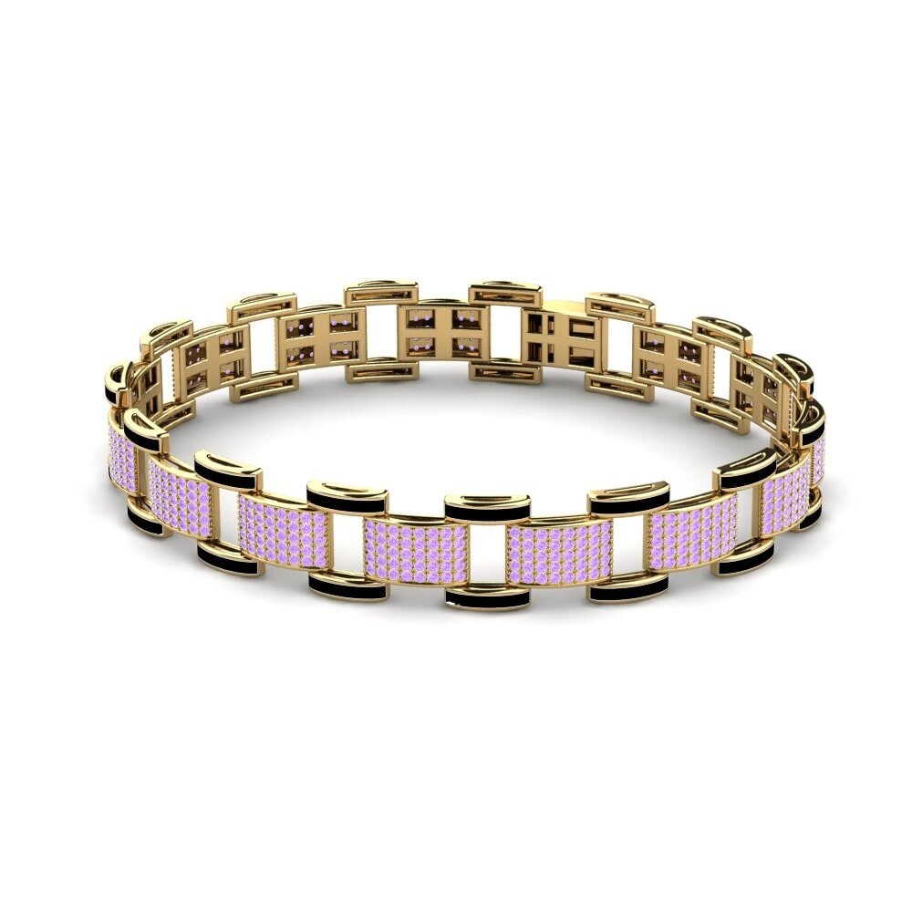18ct Yellow Gold Amethyst Men's Bracelet Diagonal