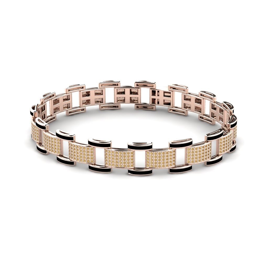 18ct Rose Gold Brown Diamond Men's Bracelet Diagonal