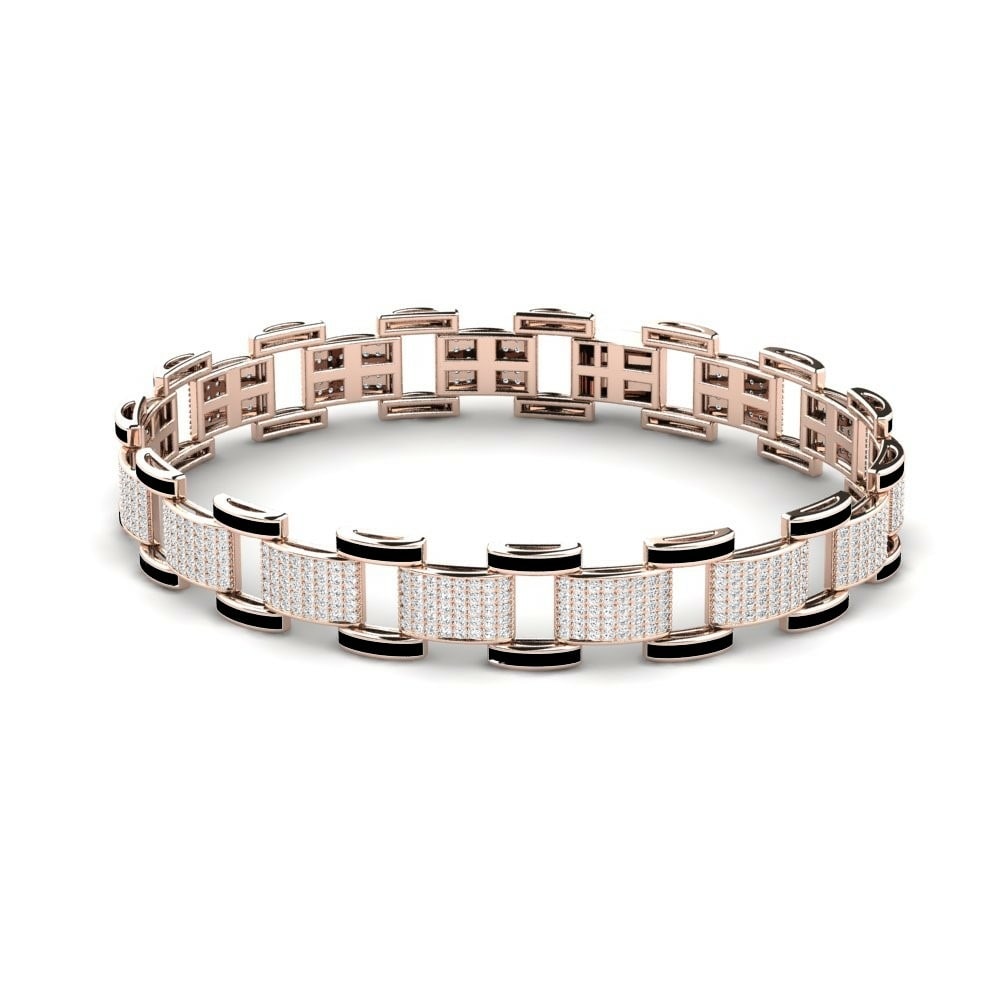 14K Rose Gold Moissanite Men's Bracelet Diagonal
