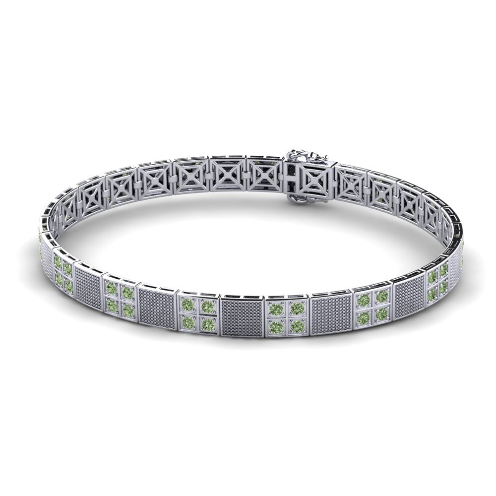 9ct White Gold Green Diamond Men's Bracelet Dialecte
