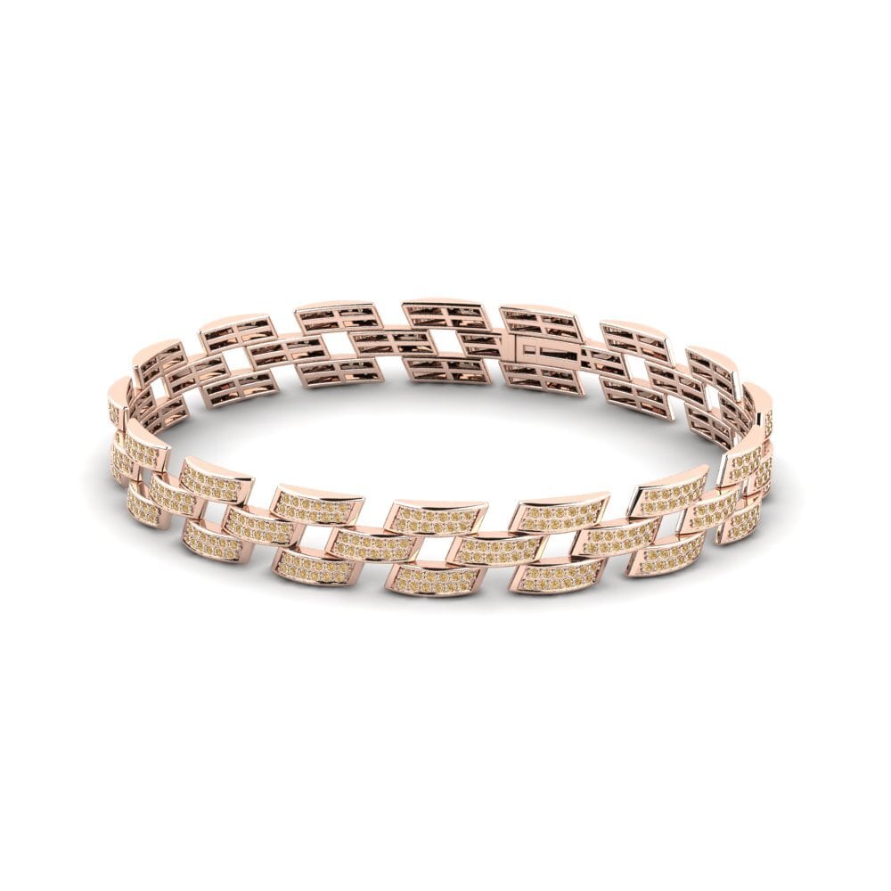 18ct Rose Gold Brown Diamond Men's Bracelet Diamante