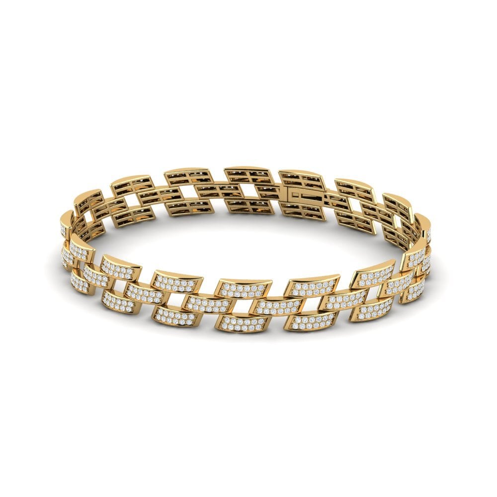 18ct Yellow Gold Lab Grown Diamond Men's Bracelet Diamante