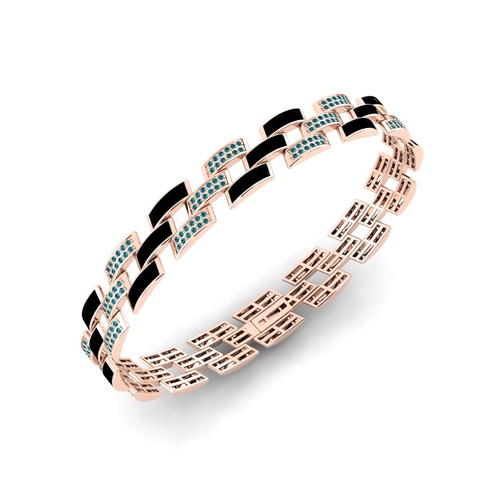 14ct Rose Gold Blue Diamond Men's Bracelet Dirigera