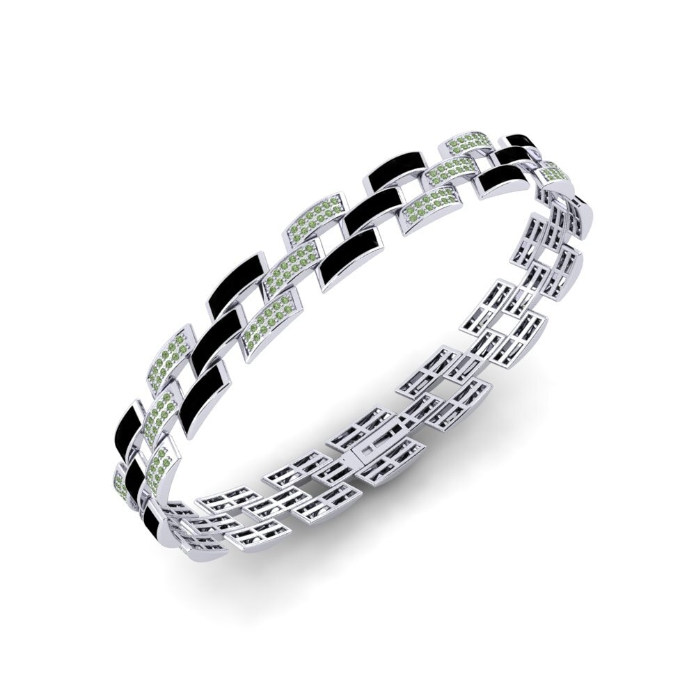 9ct White Gold Green Diamond Men's Bracelet Dirigera