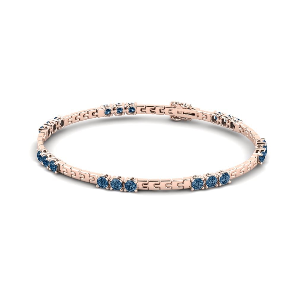 14ct Rose Gold Blue Diamond Men's Bracelet Docile