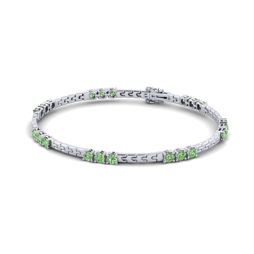 9ct White Gold Green Diamond Men's Bracelet Docile