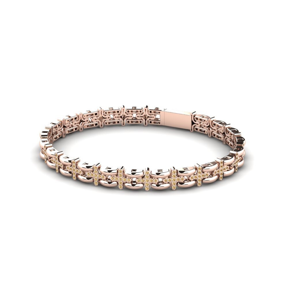 18ct Rose Gold Brown Diamond Men's Bracelet Esso