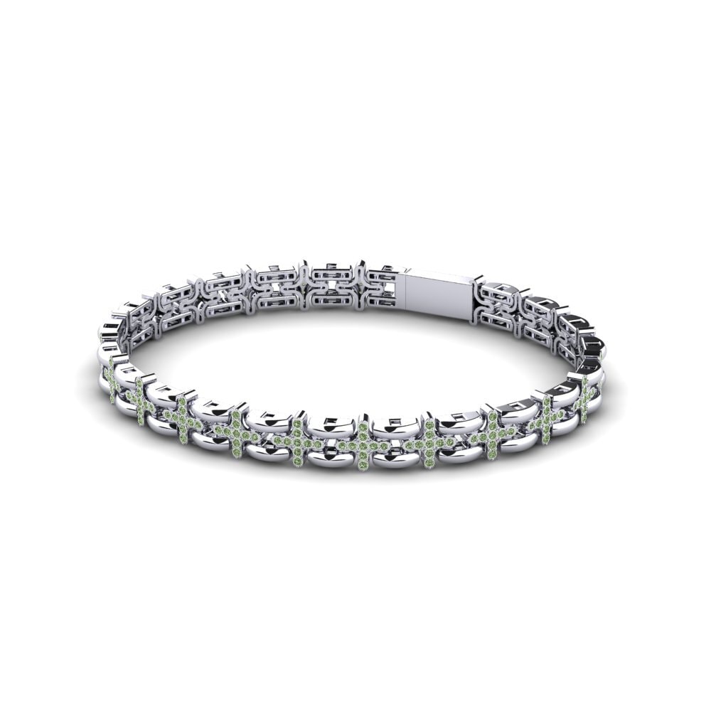 950 Palladium Green Diamond Men's Bracelet Esso