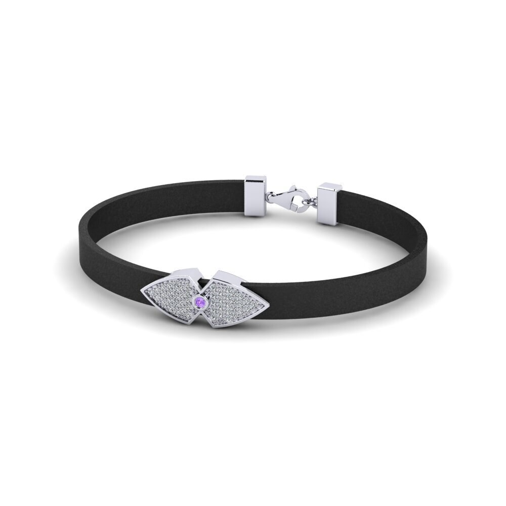 9ct White Gold Amethyst Men's Bracelet Farabitona