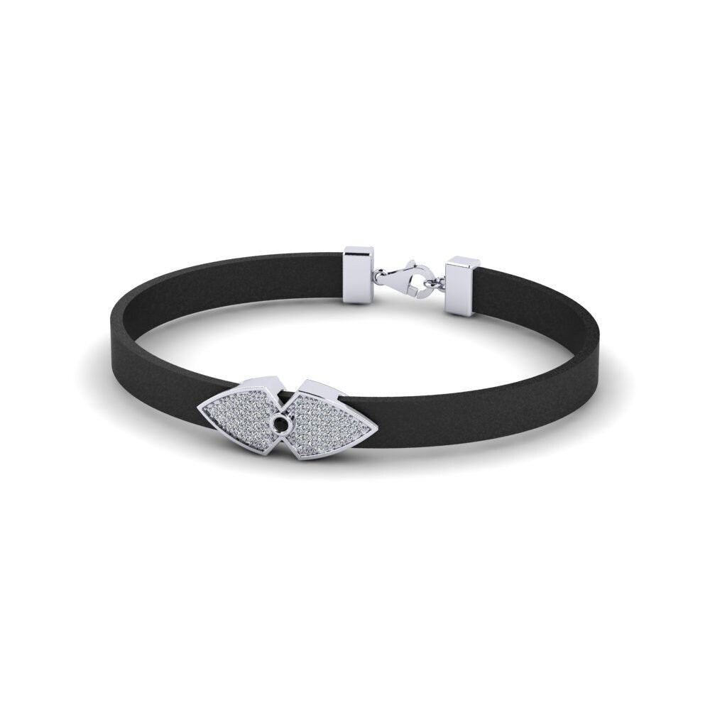 9ct White Gold Black Diamond Men's Bracelet Farabitona